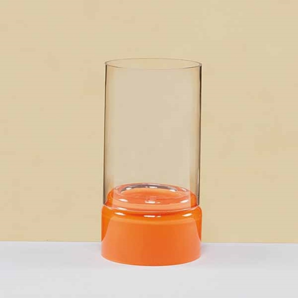 *Orange Glass Tealight Candle Holder Hurricane #79132 (NWT) #1